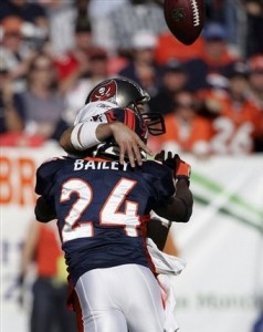 Champ Bailey nails Brian Griese (AP Photo)