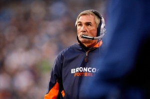 Mike Shanahan looks on during the Broncos loss to the Panthers. (Getty Images)