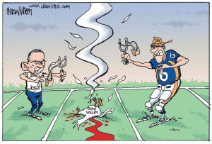 Josh McDaniels and Jay Cutler tearing apart the Broncos.  (Drew Litton, DrewLitton.com)