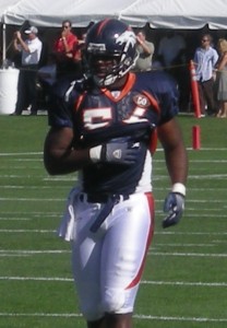 Robert Ayers was one of the few players to put on full pads Thursday.  (BroncoTalk/Kyle Montgomery)
