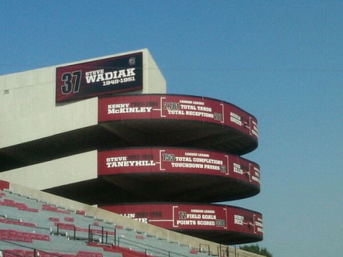 Ramp honoring Kenny McKinley's records in yards and receptions at South Carolina. (Charleston Post and Courier)