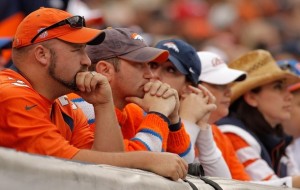 Fans of the Denver Broncos look on during the second quarter against the Oakland Raiders at INVESCO Field at Mile High on October 24, 2010 in Denver, Colorado. (Justin Edmonds/Getty Images)