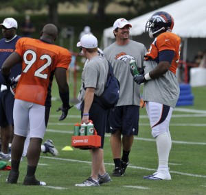 Keith Brooking at Broncos practice