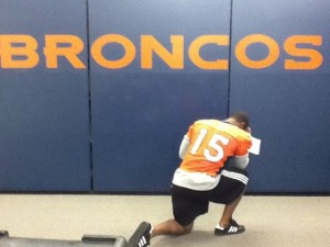 Even Broncos rookie linebacker Von Miller was "Tebowing" on Thursday, tweeting this picture.  (Image courtesy of @MillerLite40)