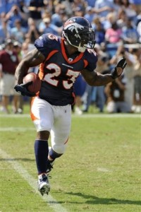 Running back Willis McGahee has 384 rushing yards on the season and is averaging 4.5 yards a carry.