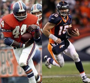 Back in the day, a combination of Floyd Little and Tim Tebow may have taken the Broncos to several Super Bowls.  (Images courtesy of Getty)