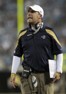 St. Louis Rams offensive coordinator Josh McDaniels calls out to his players during the second half of an NFL preseason football game against the Jacksonville Jaguars in Jacksonville, Fla. Though he's struggling as an offensive coordinator in St. Louis, former Broncos coach Josh McDaniels will get no sympathy in Denver, where his name still brings back bitter, embarrassing memories (AP Photo/Phelan M. Ebenhack